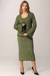 Akep Cardigan Chevron Lurex MGKD11018 VERDE