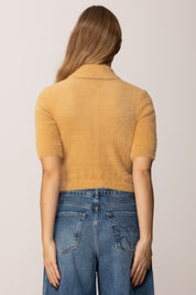 Elisabetta Franchi Cardigan Crop Effetto Pelliccetta MK53T57E2 HONEY