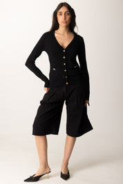 Elisabetta Franchi Cardigan In Maglia con Fiocchi Gioiello MK84T52E2 NERO
