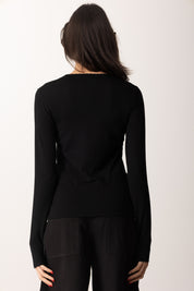 Elisabetta Franchi Cardigan In Maglia con Fiocchi Gioiello MK84T52E2 NERO