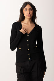 Elisabetta Franchi Cardigan In Maglia con Fiocchi Gioiello MK84T52E2 NERO