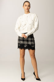 Twin-set Cardigan In Misto Angora con Ricamo a Cristalli 252TT3180 NEVE