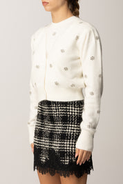 Twin-set Cardigan In Misto Angora con Ricamo a Cristalli 252TT3180 NEVE