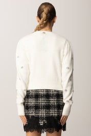 Twin-set Cardigan In Misto Angora con Ricamo a Cristalli 252TT3180 NEVE