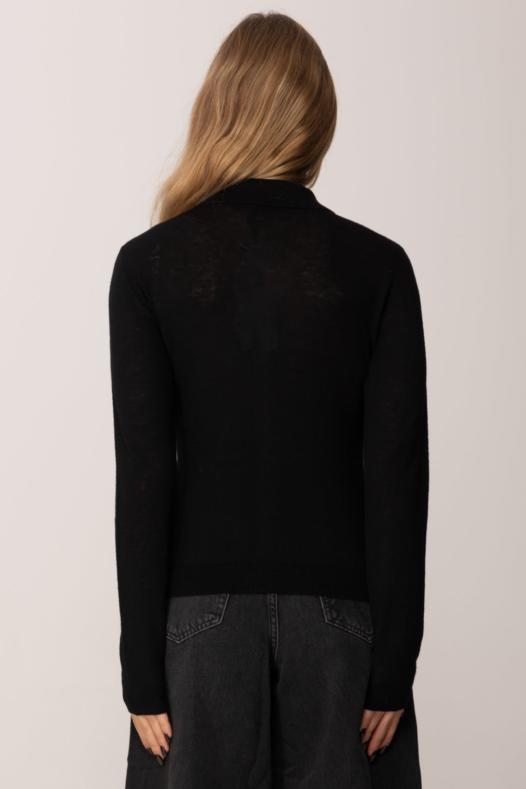 Elisabetta Franchi Cardigan In Misto Lana con Colletto Polo MK36S57E2 NERO