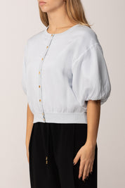 Elisabetta Franchi Cardigan In Voile con Maniche a Sbuffo MK39S57E2 STARLIGHT
