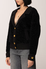 Elisabetta Franchi Cardigan Over Bouclé con Bottoni Gioiello NERO MK44S57E2