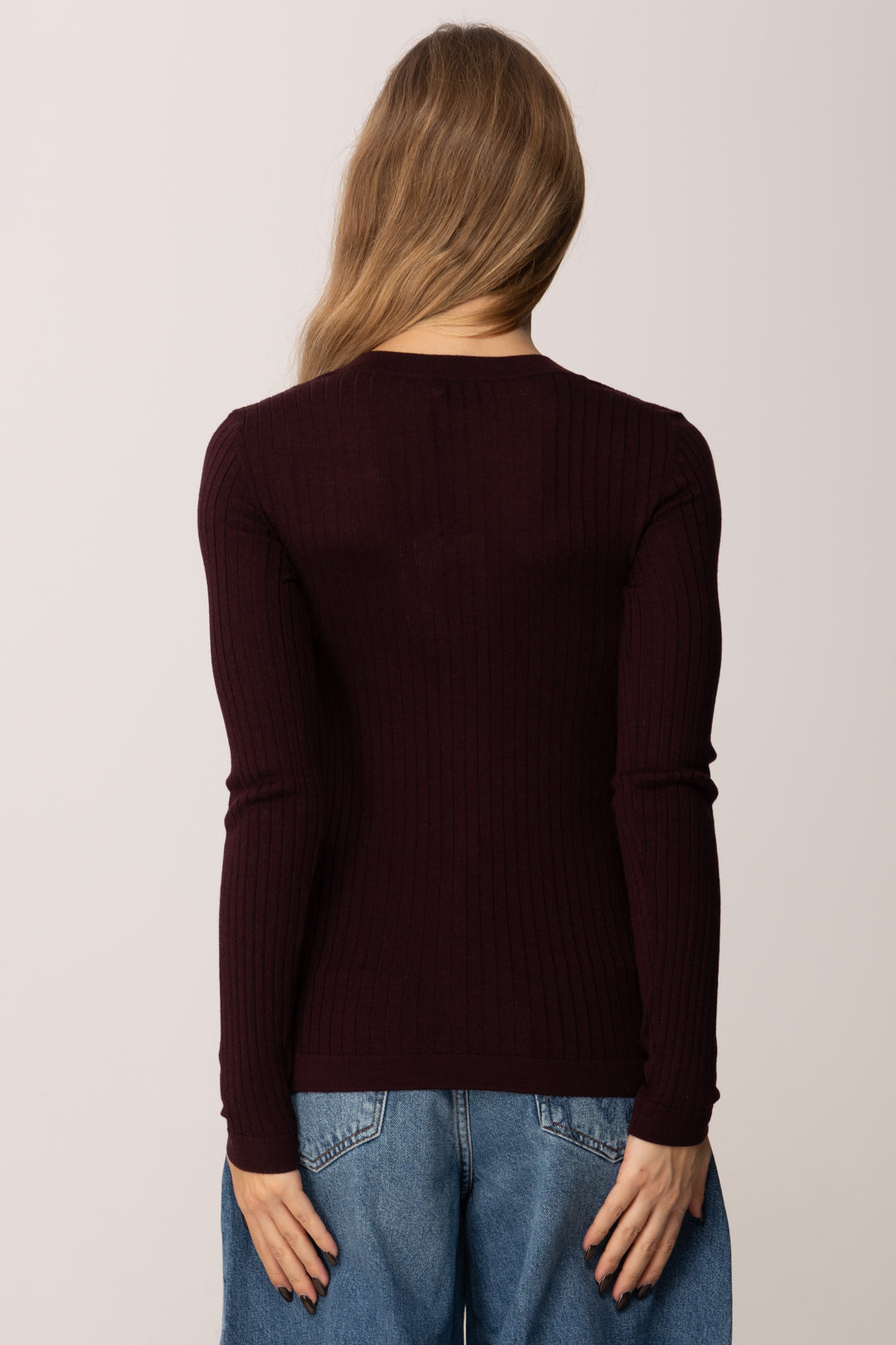 Elisabetta Franchi Cardigan a Coste In Misto Cachemire MK33S57E2 MERLOT