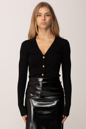 Elisabetta Franchi Cardigan a Coste In Misto Cachemire MK33S57E2 NERO