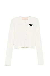 Elisabetta Franchi La mia Bambina Cardigan a Coste con Ricamo Logo a Contrastro EFMA177CFL229.D759