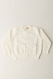 ELISABETTA FRANCHI LA MIA BAMBINA Cardigan con Lavorazione Losanga e Logo EGMA037CFL060_BIANCO