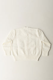 ELISABETTA FRANCHI LA MIA BAMBINA Cardigan con Lavorazione Losanga e Logo EGMA037CFL060_BIANCO