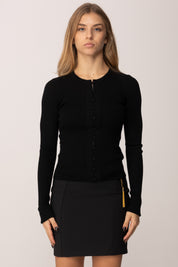 Elisabetta Franchi Cardigan con Stampa Lettering Muse Sul Retro MK42B57E2 NERO