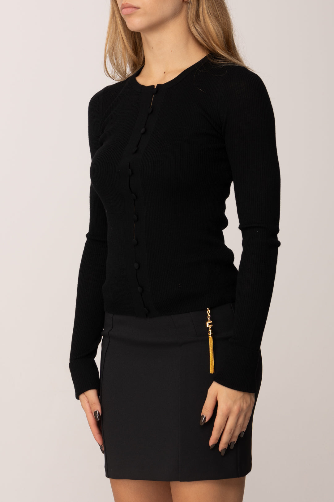 Elisabetta Franchi Cardigan con Stampa Lettering Muse Sul Retro MK42B57E2 NERO