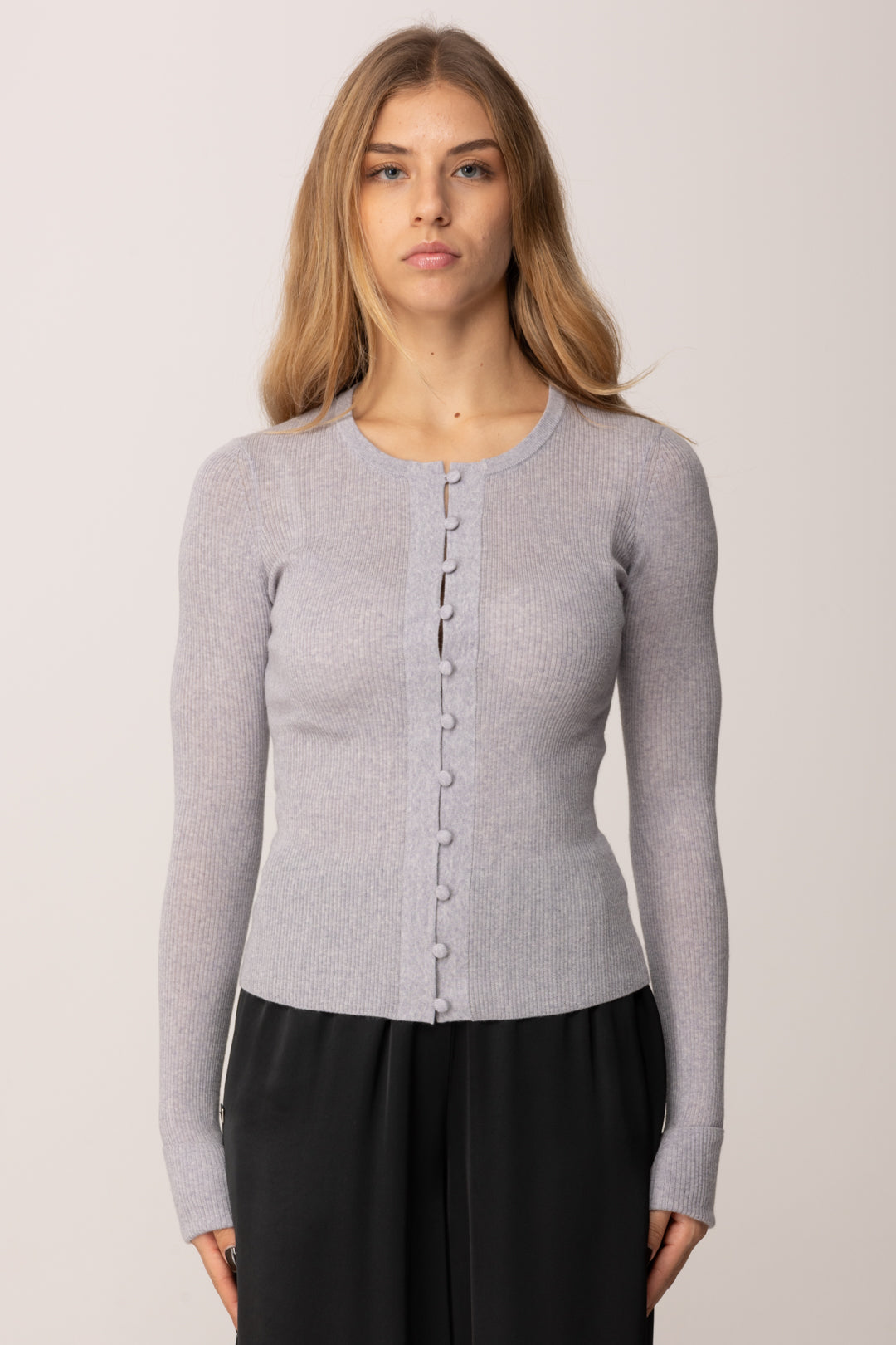 Elisabetta Franchi Cardigan con Stampa Lettering Muse Sul Retro MK42B57E2 STARLIGHT MELANGE