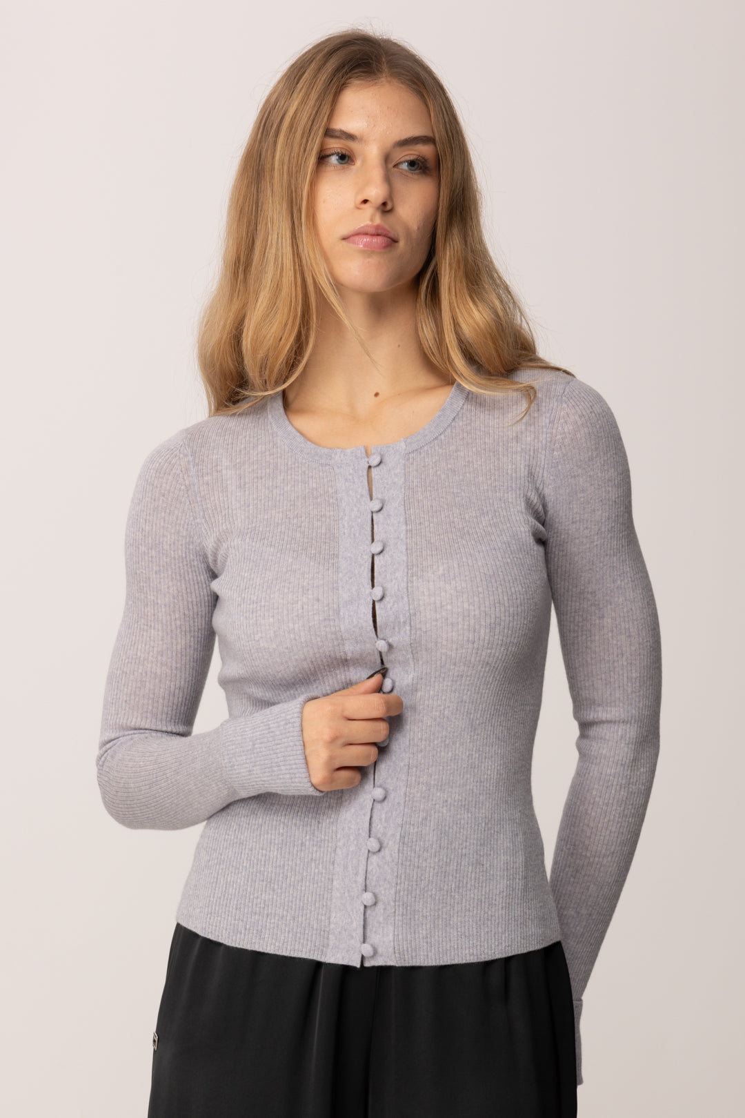 Elisabetta Franchi Cardigan con Stampa Lettering Muse Sul Retro MK42B57E2 STARLIGHT MELANGE