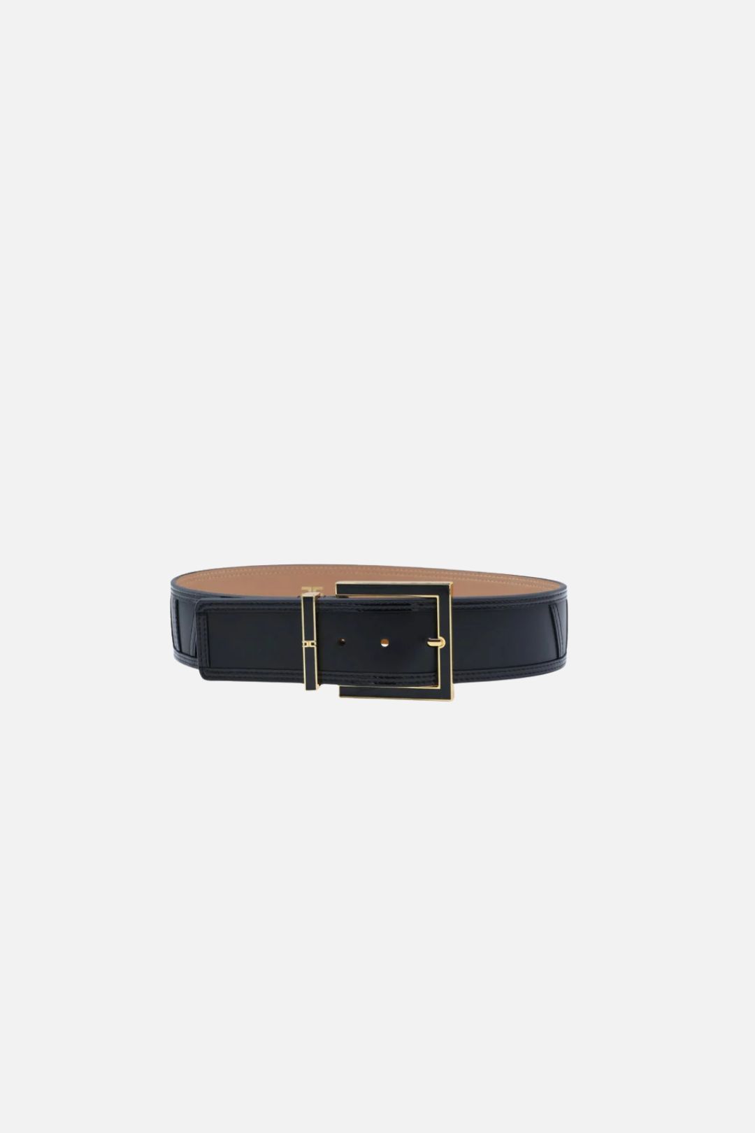 Elisabetta Franchi Cintura con Fibbia Smaltata e Dettagli Dorati CT36S67E2 NERO