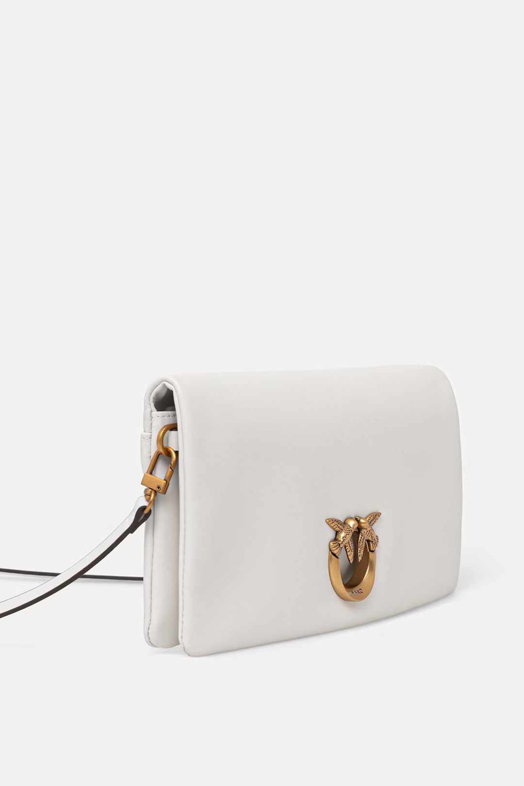 Pinko Clutch In Pelle con Fibbia Love Birds 106022 A0QO Z15Q BIANCO NEMBO-ANTIQUE GOLD