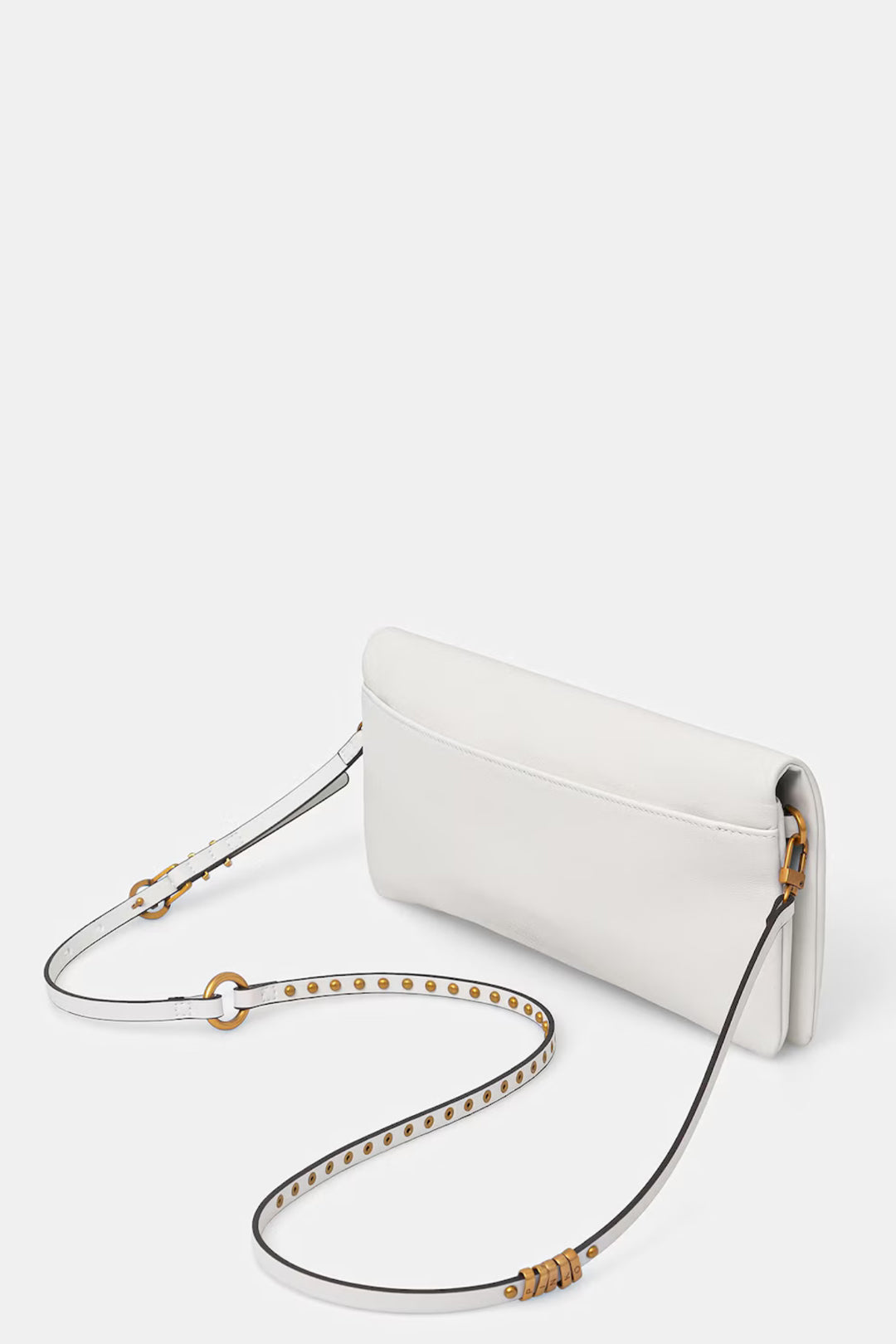 Pinko Clutch In Pelle con Fibbia Love Birds 106022 A0QO Z15Q BIANCO NEMBO-ANTIQUE GOLD