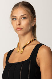 Elisabetta Franchi Collana Rigida Dorata con Logo CO59A58E2 ORO