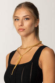 Elisabetta Franchi Collana con Trama Snake e Logo CO57A57E2 ORO GIALLO 