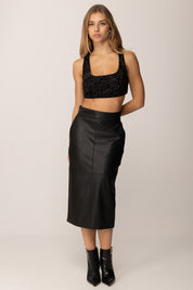 Elisabetta Franchi Crop Top con Ricamo Snake RT04J57E2 NERO