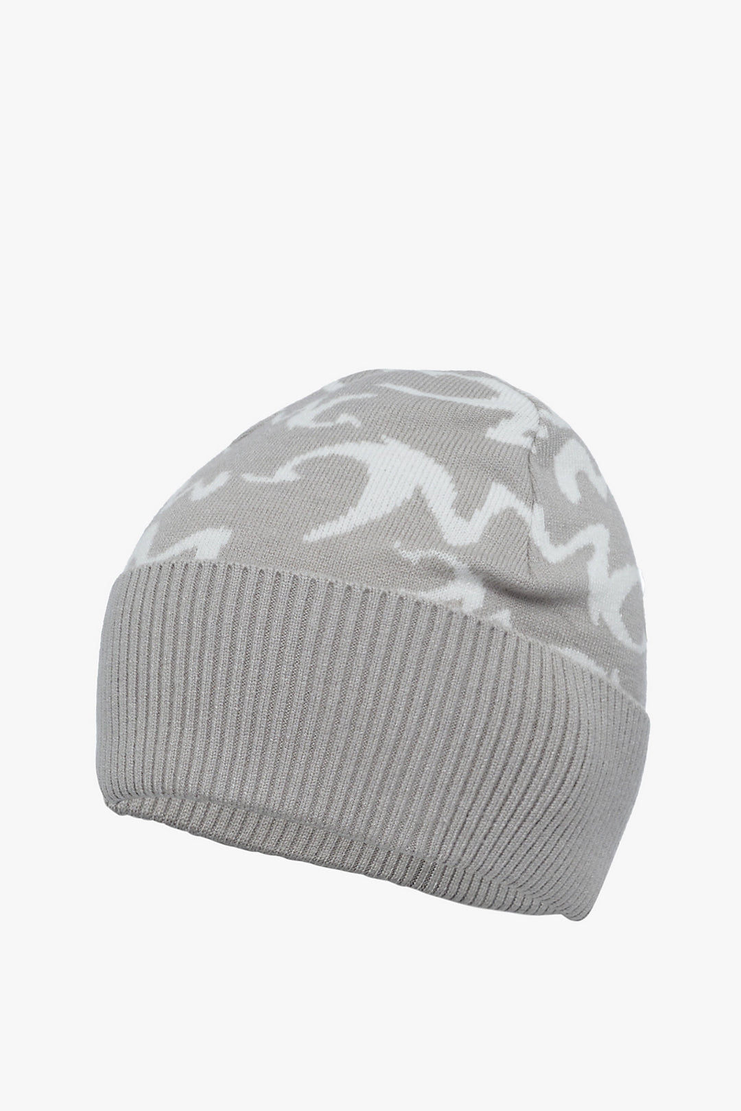 Cuffia In Maglia Jacquard Logo Q617VJ STONE Manila Grace