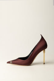 Elisabetta Franchi Décolleté In Raso con Tacco Scultura SA12L56E2 MERLOT