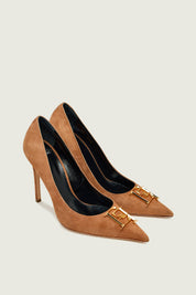 Elisabetta Franchi Décolleté In Suede con Dettaglio Logo Ef SUEDE SA59L61E2