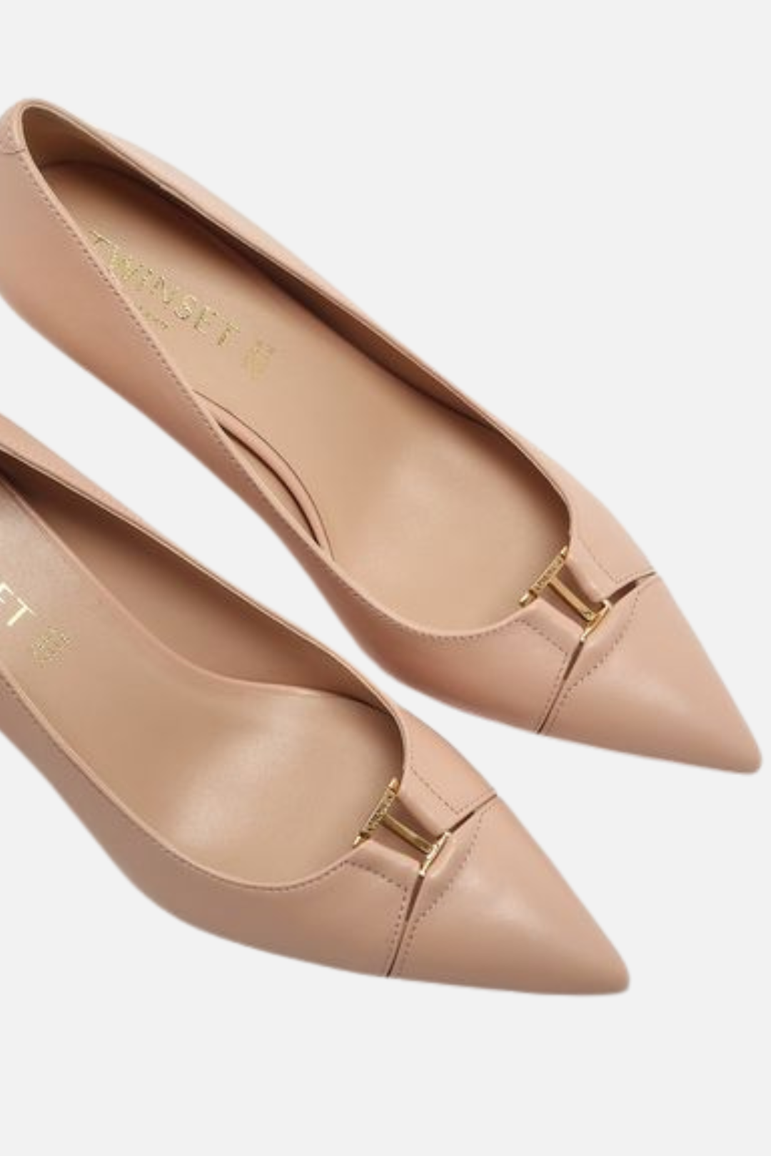 Twin-set Décolleté Medie In Pelle con Morsetto Logo 261TCP032 CANDY PEACH