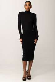 Elisabetta Franchi Dolcevita a Costine In Filato Di Viscosa MK22S56E2 NERO