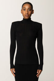 Elisabetta Franchi Dolcevita a Costine In Filato Di Viscosa MK22S56E2 NERO