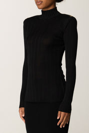 Elisabetta Franchi Dolcevita a Costine In Filato Di Viscosa MK22S56E2 NERO