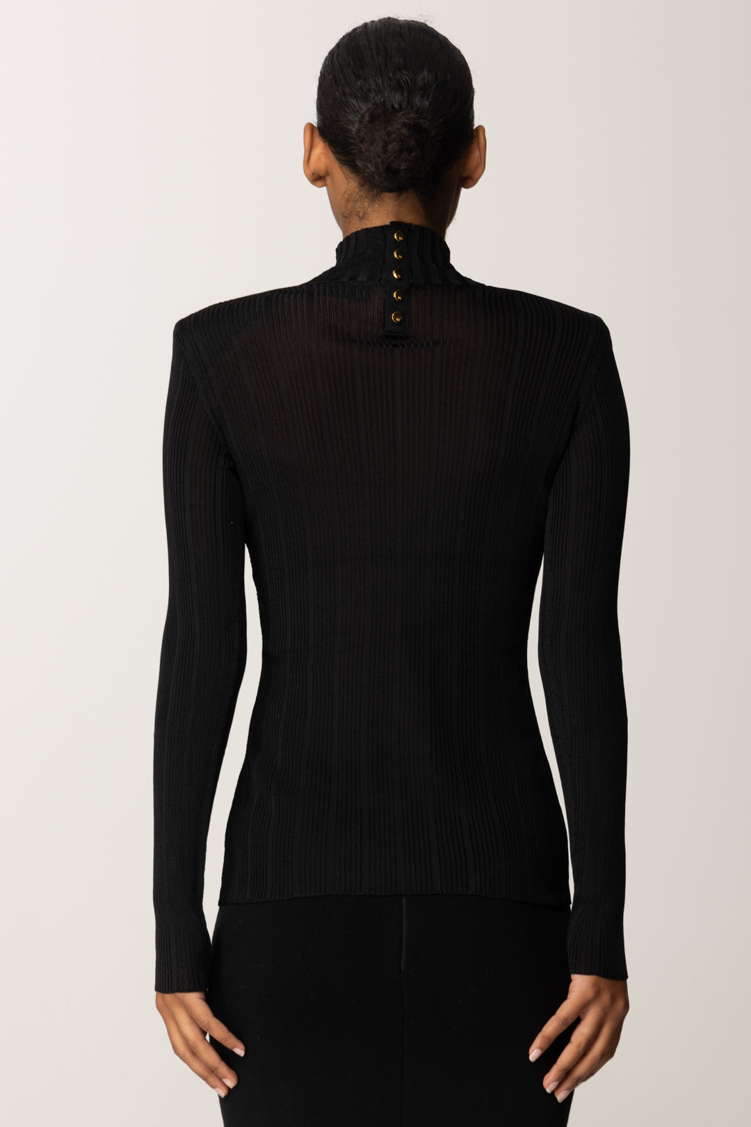 Elisabetta Franchi Dolcevita a Costine In Filato Di Viscosa MK22S56E2 NERO