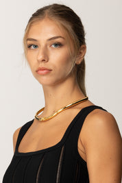 Collana Tubolare Dorata con Logo Centrale CO53A57E2 ORO GIALLO Elisabetta Franchi