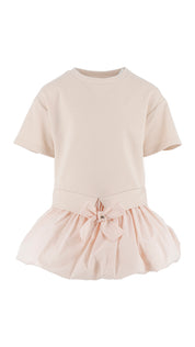 Vestido de Sudadera con Falda de Tafetán