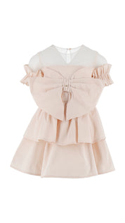 Vestido en Ottoman con Volantes y Maxi Lazo