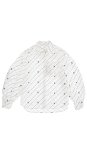 Camicia Oversize con Stampa Righe