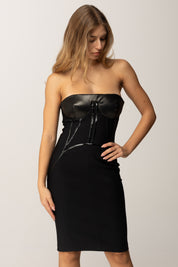 Elisabetta Franchi Abito Bustier In Neoprene con Dettagli Effetto Pitone NERO AB80957E2 