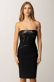 Elisabetta Franchi Abito Bustier In Neoprene con Dettagli Effetto Pitone NERO AB80957E2 