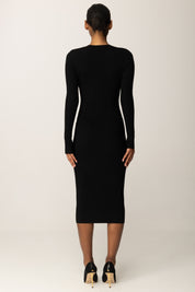 Elisabetta Franchi Abito In Maglia Midi con Scollo a V AM10B56E2 NERO