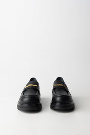 Elisabetta Franchi Bambina Mocassini In Pelle con Dettaglio Logo F4A4-E0397-1251930- BLACK