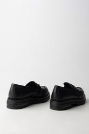 Elisabetta Franchi Bambina Mocassini In Pelle con Dettaglio Logo F4A4-E0397-1251930- BLACK