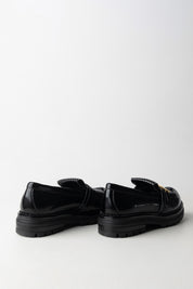 Elisabetta Franchi Bambina Mocassini In Vernice con Logo e Dettagli Smerlati F4A4-E0398-1259930- BLACK