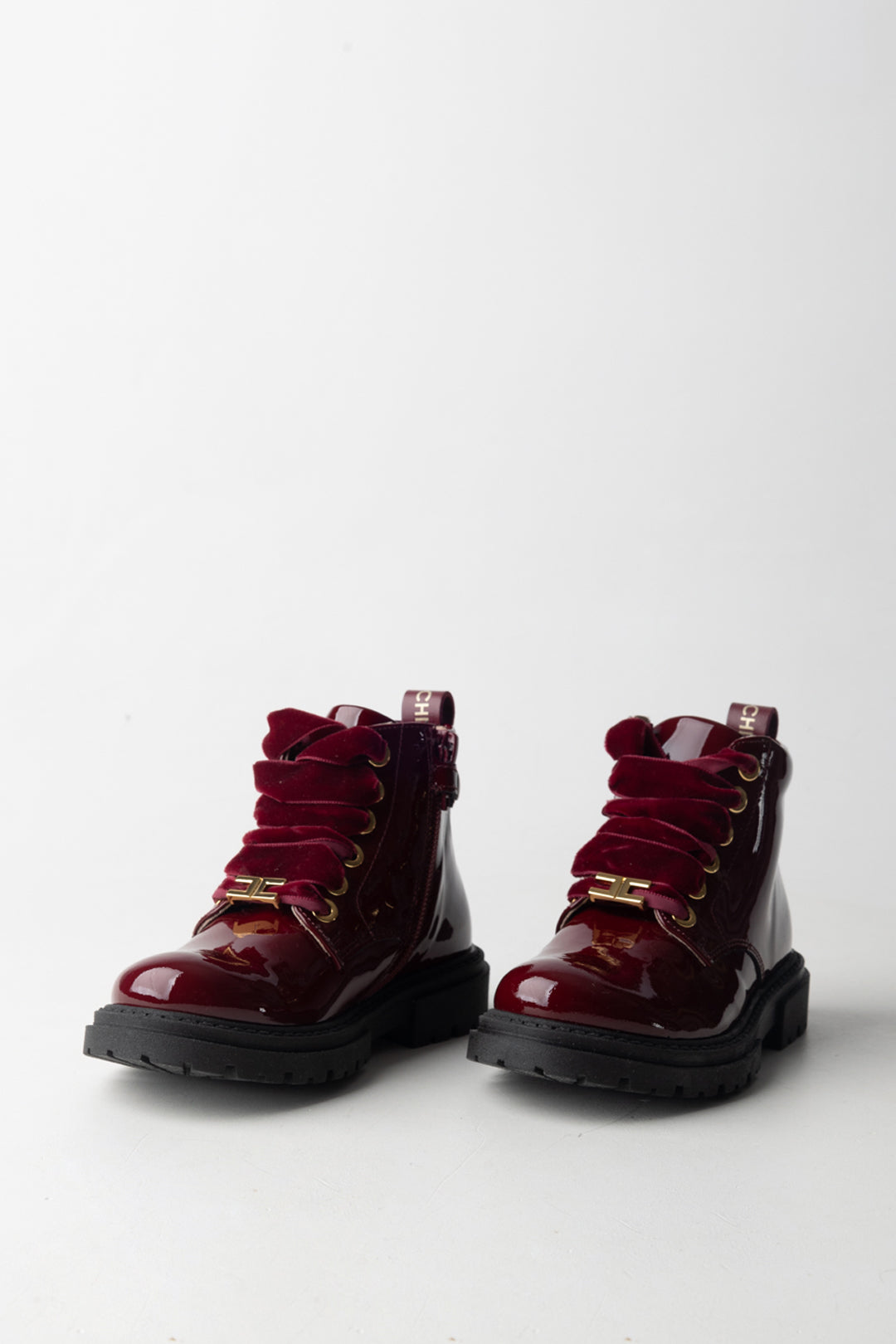 Elisabetta Franchi Bambina Stivaletti In Vernice Nera con Dettagli Dorati F1A5-E0381-0286R006 CHERRY