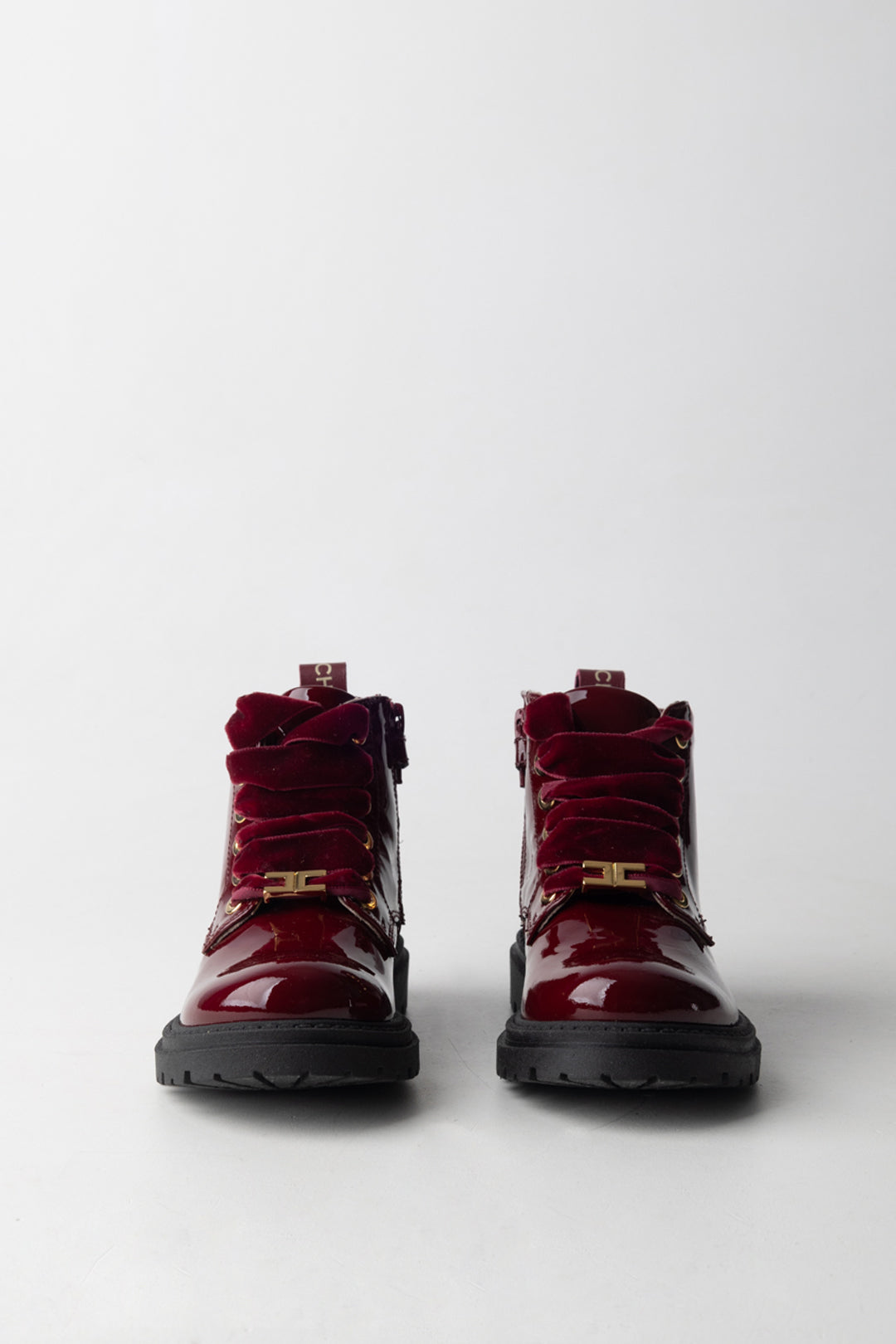 Elisabetta Franchi Bambina Stivaletti In Vernice Nera con Dettagli Dorati F1A5-E0381-0286R006 CHERRY