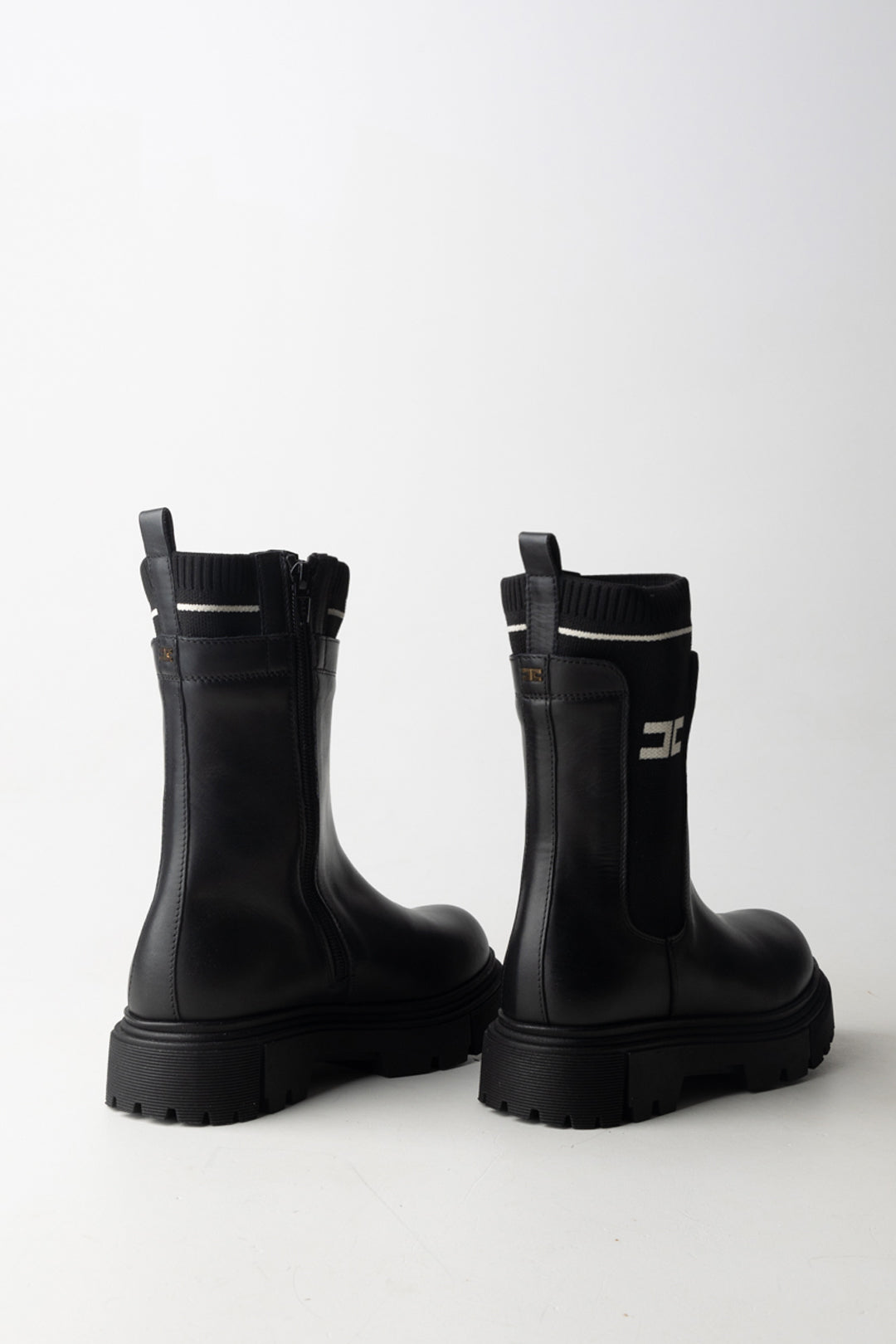 Elisabetta Franchi Bambina Stivaletti con Fascia Logata F4A5-E0424-1316930- BLACK