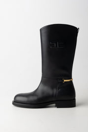 Elisabetta Franchi Bambina Stivali Alti con Dettaglio Logo F4A6-E0449-1251930- BLACK