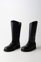 Elisabetta Franchi Bambina Stivali Alti con Dettaglio Logo F4A6-E0449-1251930- BLACK