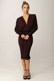 Elisabetta Franchi Body In Jersey con Drappeggi e Scollo Sul Retro BO00556E2 MERLOT
